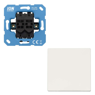 ION Industries Kruisschakelaar met lichtknop | ION Industries | V1/J1 (Basiselement + Bedieningswip, Inbouw, Mat wit)  K180108083 - 1