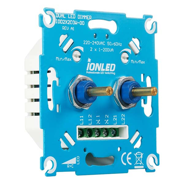 ION Industries Led duo dimmer | ION Industries (Inbouw, 2x 0.3 tot 200W) 66.099.55 K180106672 - 3