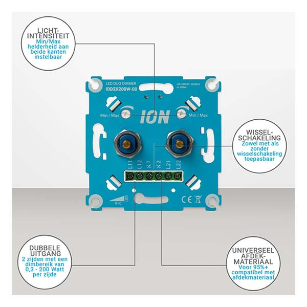 ION Industries Led duo dimmer | ION Industries (Inbouw, 2x 0.3 tot 200W) 66.099.55 K180106672 - 5
