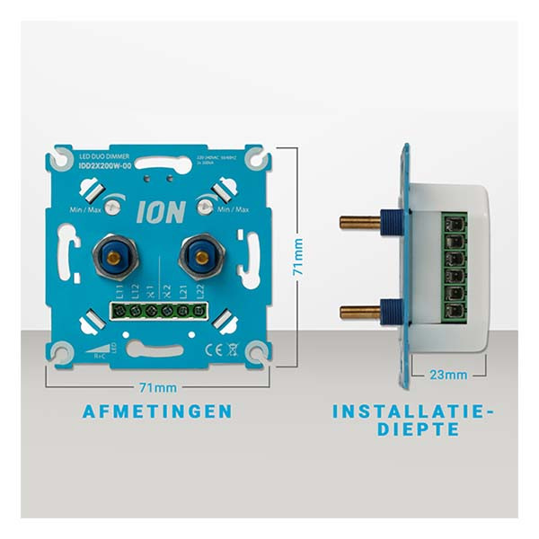 ION Industries Led duo dimmer | ION Industries (Inbouw, 2x 0.3 tot 200W) 66.099.55 K180106672 - 8