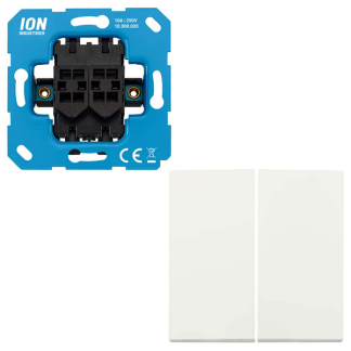 ION Industries Serieschakelaar met lichtknop | ION Industries | E1 (Basiselement + Bedieningswip, Inbouw, Mat wit)  K180108092 - 1