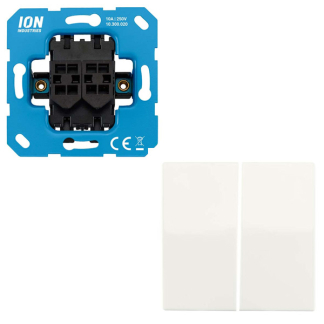 ION Industries Serieschakelaar met lichtknop | ION Industries | V1/J1 (Basiselement + Bedieningswip, Inbouw, Wit)  K180108090