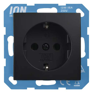 ION Industries Stopcontact | ION Industries | E1 (Inbouw, Randaarde, Aanraakbeveiliging, Mat zwart) 66.117.41 K180107664 - 1