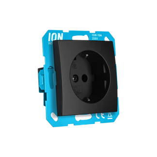 ION Industries Stopcontact | ION Industries | E1 (Inbouw, Randaarde, Aanraakbeveiliging, Mat zwart) 66.117.41 K180107664 - 2