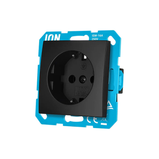 ION Industries Stopcontact | ION Industries | E1 (Inbouw, Randaarde, Aanraakbeveiliging, Mat zwart) 66.117.41 K180107664 - 3
