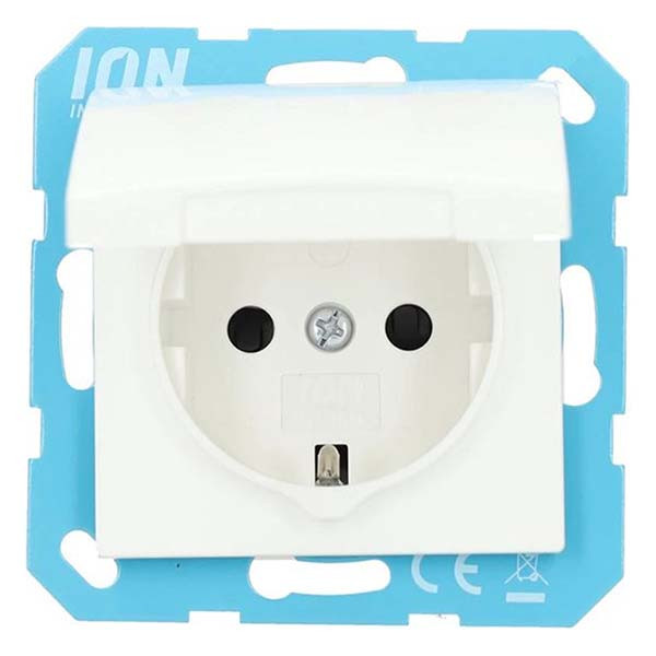 ION Industries Stopcontact | ION Industries | E1 (Inbouw, Randaarde, Klapdeksel, Aanraakbeveiliging, Wit) 66.116.43 K180107668 - 1