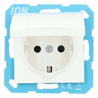 ION Industries Stopcontact | ION Industries | E1 (Inbouw, Randaarde, Klapdeksel, Aanraakbeveiliging, Wit) 66.116.43 K180107668