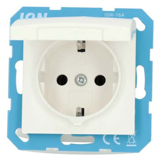 ION Industries Stopcontact | ION Industries | E1 (Inbouw, Randaarde, Klapdeksel, IP44, Wit) 66.116.44 K180107674 - 1