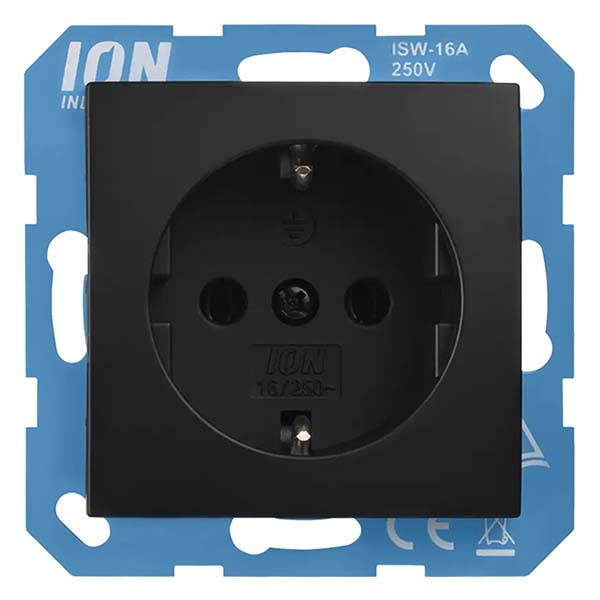 ION Industries Stopcontact | ION Industries | E1 (Inbouw, Randaarde, Mat zwart) 66.117.42 K180107661 - 1
