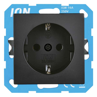 ION Industries Stopcontact | ION Industries | J1/V1 (Inbouw, Randaarde, Mat zwart) 66.007.42 K180107688 - 1