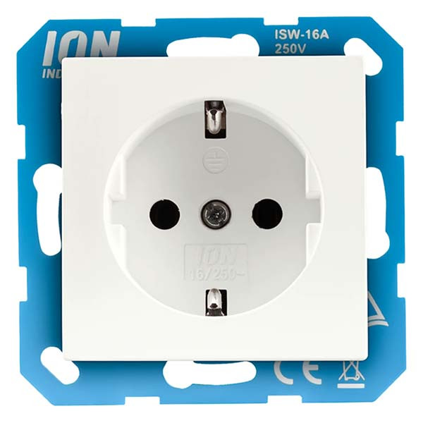 ION Industries Stopcontact | ION Industries | V1/J1 (Inbouw, Randaarde, Aanraakbeveiliging, Mat wit) 66.009.41 K180107666 - 1