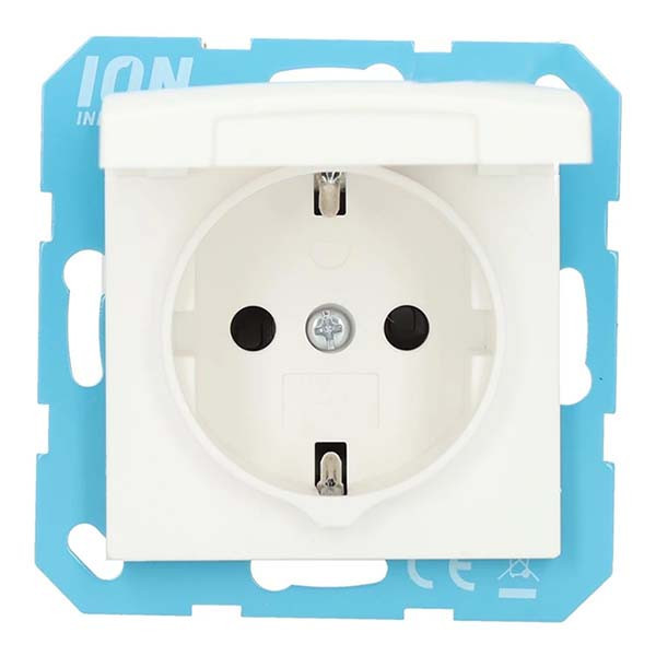 ION Industries Stopcontact | ION Industries | V1/J1 (Inbouw, Randaarde, Klapdeksel, Aanraakbeveiliging, Wit) 66.006.43 K180107672 - 1