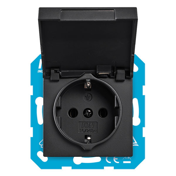 ION Industries Stopcontact | ION Industries | V1/J1 (Inbouw, Randaarde, Klapdeksel, Aanraakbeveiliging, Zwart) 58.007.43 K180108121 - 4
