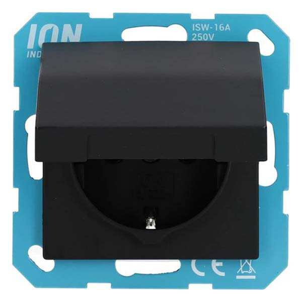 ION Industries Stopcontact | ION Industries | V1/J1 (Inbouw, Randaarde, Klapdeksel, IP44, Mat zwart) 66.007.44 K180107679 - 4