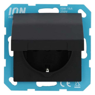 ION Industries Stopcontact | ION Industries | V1/J1 (Inbouw, Randaarde, Klapdeksel, IP44, Mat zwart) 66.007.44 K180107679 - 4