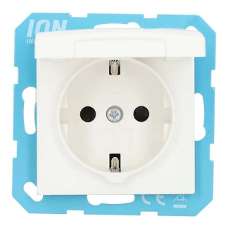 ION Industries Stopcontact | ION Industries | V1/J1 (Inbouw, Randaarde, Klapdeksel, Mat wit) 66.009.43 K180107673 - 1