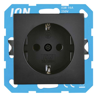 ION Industries Stopcontact | ION Industries | V1/J1 (Inbouw, Randaarde, Mat zwart) 66.007.41 K180107667 - 1