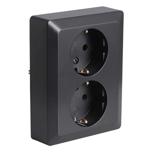 ION Industries Stopcontact | ION Industries (Half opbouw, Dubbel, Randaarde, Zwart) 66.007.50 K180107656 - 5