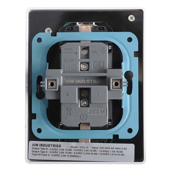 ION Industries Stopcontact met USB | ION Industries (Half opbouw, Dubbel, USB A, USB C, Randaarde, Wit) 66.006.80 K180107657 - 3