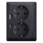 Stopcontact met USB | ION Industries (Half opbouw, Dubbel, USB A, USB C, Randaarde, Zwart)