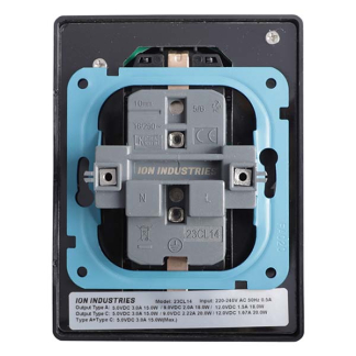 ION Industries Stopcontact met USB | ION Industries (Half opbouw, Dubbel, USB A, USB C, Randaarde, Zwart) 66.007.80 K180107658 - 3