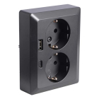 ION Industries Stopcontact met USB | ION Industries (Half opbouw, Dubbel, USB A, USB C, Randaarde, Zwart) 66.007.80 K180107658 - 5