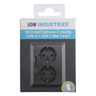 ION Industries Stopcontact met USB | ION Industries (Half opbouw, Dubbel, USB A, USB C, Randaarde, Zwart) 66.007.80 K180107658 - 6