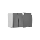 ION Industries Stopcontact met schakelaar voor buiten | ION Industries (Randaarde, Serie, Horizontaal, IP54, 150 x 65 x 53mm, Mat Grijs) 66.944.72 K100100526 - 3