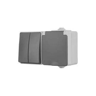 ION Industries Stopcontact met schakelaar voor buiten | ION Industries (Randaarde, Serie, Horizontaal, IP54, 150 x 65 x 53mm, Mat Grijs) 66.944.72 K100100526 - 4