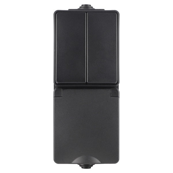ION Industries Stopcontact met schakelaar voor buiten | ION Industries (Randaarde, Serie, Verticaal, IP54, 150 x 65 x 53 mm, Mat Zwart) 66.946.71 K100100535 - 2