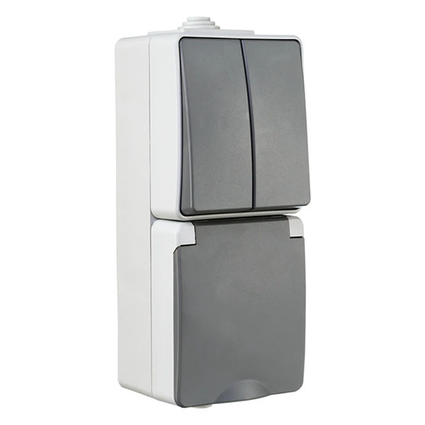 ION Industries Stopcontact met schakelaar voor buiten | ION Industries (Randaarde, Serie, Verticaal, IP54, 65 x 150 x 53mm, Mat Grijs) 66.944.71 K100100525 - 3