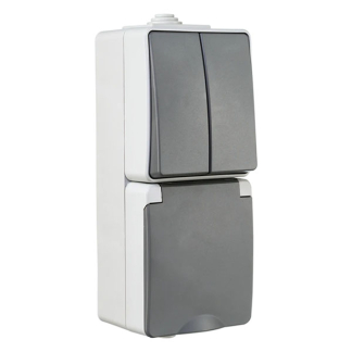 ION Industries Stopcontact met schakelaar voor buiten | ION Industries (Randaarde, Serie, Verticaal, IP54, 65 x 150 x 53mm, Mat Grijs) 66.944.71 K100100525 - 3