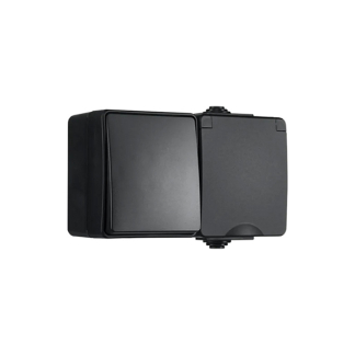 ION Industries Stopcontact met schakelaar voor buiten | ION Industries (Randaarde, Wissel, Horizontaal, IP54, Mat zwart) 66.946.69 K100100534 - 3