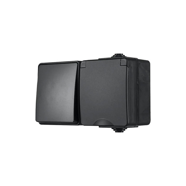 ION Industries Stopcontact met schakelaar voor buiten | ION Industries (Randaarde, Wissel, Horizontaal, IP54, Mat zwart) 66.946.69 K100100534 - 4