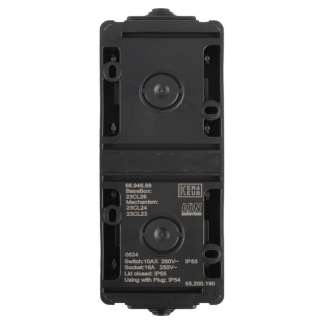 ION Industries Stopcontact met schakelaar voor buiten | ION Industries (Randaarde, Wissel, Verticaal, IP54, 65 x 150 x 53 mm, Mat Zwart) 66.946.68 K100100533 - 5