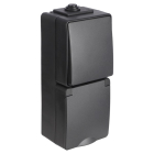 ION Industries Stopcontact met schakelaar voor buiten | ION Industries (Randaarde, Wissel, Verticaal, IP54, 65 x 150 x 53 mm, Mat Zwart) 66.946.68 K100100533 - 2