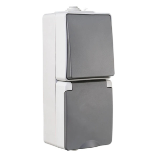 ION Industries Stopcontact met schakelaar voor buiten | ION Industries (Randaarde, Wissel, Verticaal, IP54, 65 x 150 x 53mm, Mat Grijs) 66.944.68 K100100523 - 3