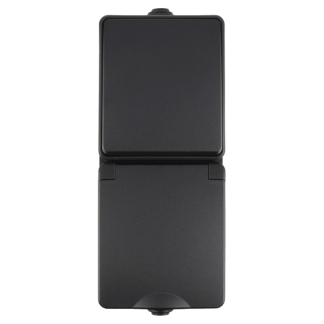 ION Industries Stopcontact met schakelaar voor buiten | ION Industries (Randaarde, Wissel, Verticaal, IP54, Mat zwart) 66.946.68 K100100533