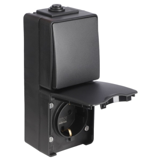 ION Industries Stopcontact met schakelaar voor buiten | ION Industries (Randaarde, Wissel, Verticaal, IP54, Mat zwart) 66.946.68 K100100533 - 4