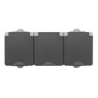 Stopcontact voor buiten | ION Industries (3-voudig, Horizontaal, IP54, 190 x 65 x 53mm, Mat Grijs)