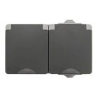 Stopcontact voor buiten | ION Industries (Dubbel, Horizontaal, IP54, 150 x 65 x 53mm, Mat Grijs)