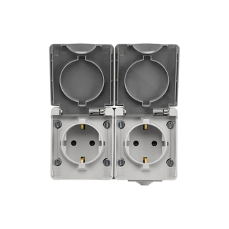 ION Industries Stopcontact voor buiten | ION Industries (Dubbel, Horizontaal, IP54, 150 x 65 x 53mm, Mat Grijs) 66.944.51 K100100521 - 2