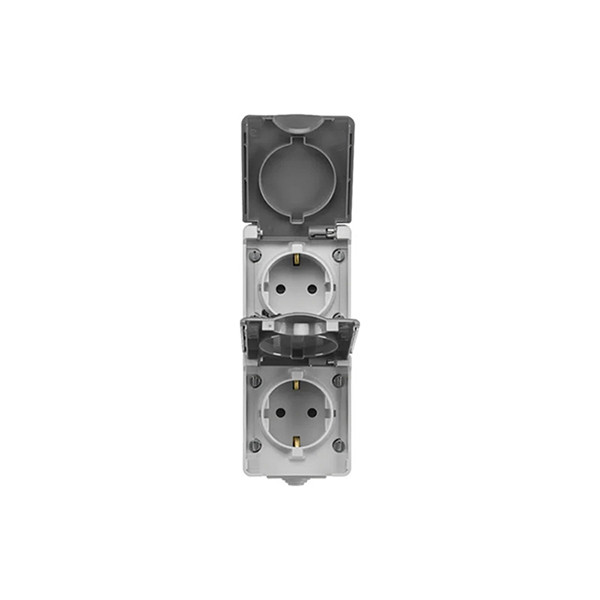 ION Industries Stopcontact voor buiten | ION Industries (Dubbel, Verticaal, IP54, 65 x 150 x 53mm, Mat Grijs) 66.944.50 K100100520 - 2