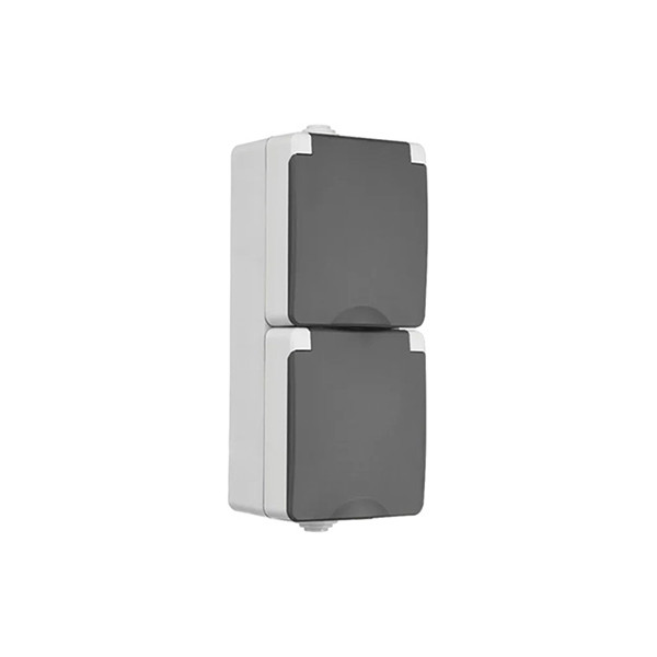 ION Industries Stopcontact voor buiten | ION Industries (Dubbel, Verticaal, IP54, 65 x 150 x 53mm, Mat Grijs) 66.944.50 K100100520 - 3