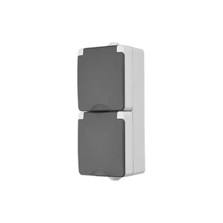ION Industries Stopcontact voor buiten | ION Industries (Dubbel, Verticaal, IP54, 65 x 150 x 53mm, Mat Grijs) 66.944.50 K100100520 - 4