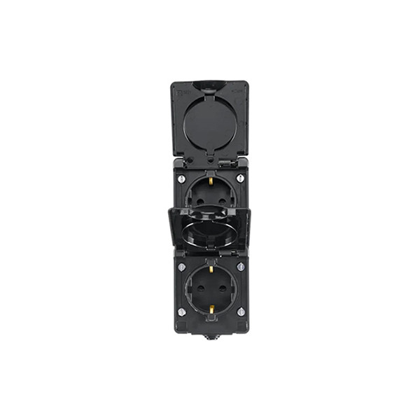 ION Industries Stopcontact voor buiten | ION Industries (Dubbel, Verticaal, IP54, 65 x 150 x 53mm, Mat Zwart) 66.946.50 K100100530 - 2
