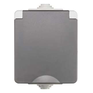 ION Industries Stopcontact voor buiten | ION Industries (Enkel, 16A, IP54, 75 x 65 x 53mm, Mat Grijs) 66.944.42 K100100519 - 1