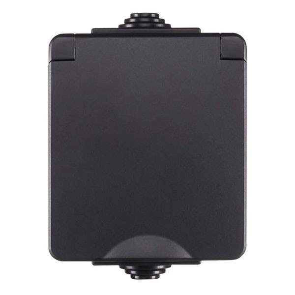 ION Industries Stopcontact voor buiten | ION Industries (Enkel, 230V, 10A, IP54, 65 x 75 x 53mm, Mat Zwart) 66.946.42 K100100529 - 1