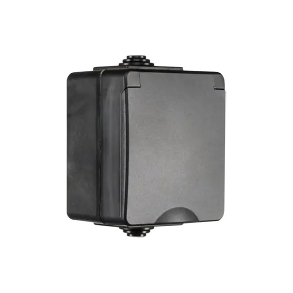 ION Industries Stopcontact voor buiten | ION Industries (Enkel, 230V, 10A, IP54, 65 x 75 x 53mm, Mat Zwart) 66.946.42 K100100529 - 3