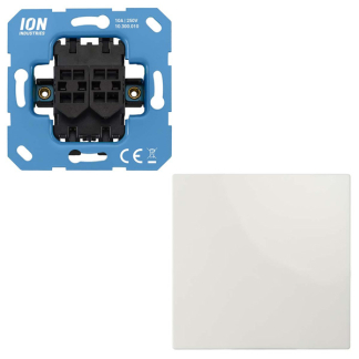 ION Industries Wisselschakelaar met lichtknop | ION Industries | E1 (Basiselement + Bedieningswip, Inbouw, Wit)  K180108105